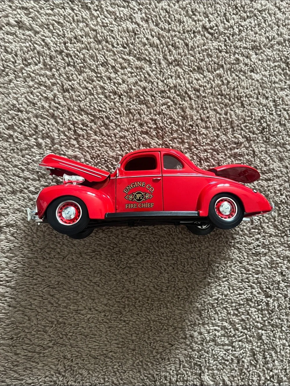 Red Fire Chief Vintage-Style Toy Car for Kids - Engine Co. Design